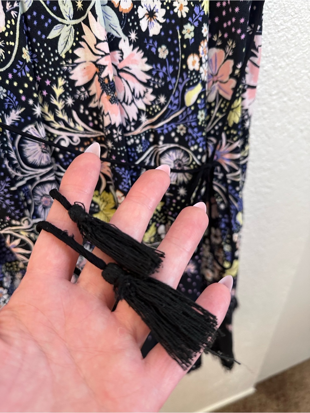 Free People x Intimately Black Floral Slip Dress with Pink Accents - Picture 13 of 16